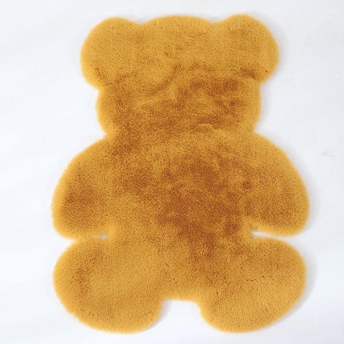 Feblilac Multiple Color Solid Bear Faux Rabbit Fur  Rug Mat