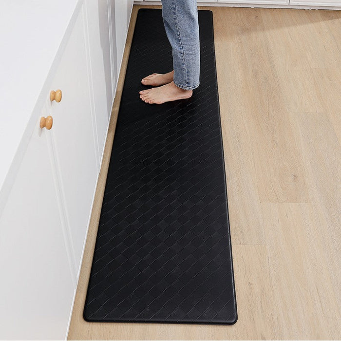 Feblilac Solid Color Grid Leather Kitchen Mat