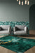 Modern Living Room Rug in Green Abstract Marble Pattern Rug Polyester Washable Area Rug