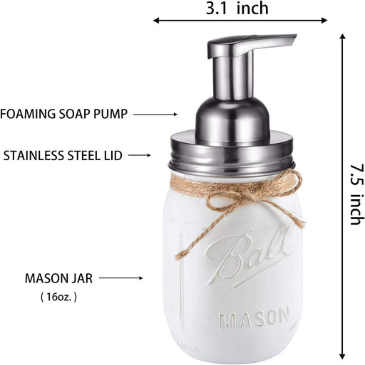 Mason Jar Bathroom Set（3 Piece）-Foaming Soap Dispenser, Toothbrush Holder,Flower Vase,For Wedding House Decor Countertop and Vanity Organizer Bathroom Kitchen Farmhouse Décor (Brushed Nickel