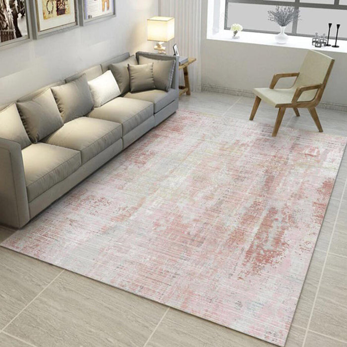 Modern Abstract Rug Light Pink Polyester Rug Washable Non-Slip Backing Area Rug for Bedroom