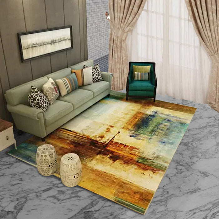 Creative Abstract Rug Brown Modern Rug Polyester Washable Area Rug for Bedroom