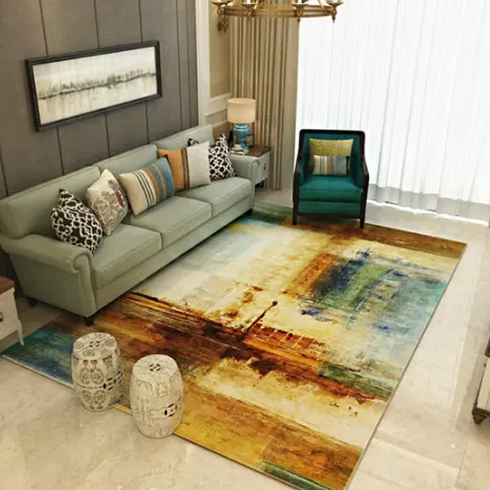 Creative Abstract Rug Brown Modern Rug Polyester Washable Area Rug for Bedroom