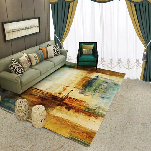 Creative Abstract Rug Brown Modern Rug Polyester Washable Area Rug for Bedroom