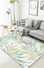 Tropical Botanical Pattern Rug with Leaf White and Yellow Polyester Rug Machine Washable Anti-Slip Area Rug for Bedroom