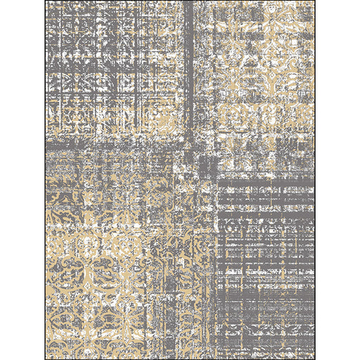 Funky Abstract Rug Grey Industrial Rug Polyester Washable Anti-Slip Backing Area Rug for Living Room