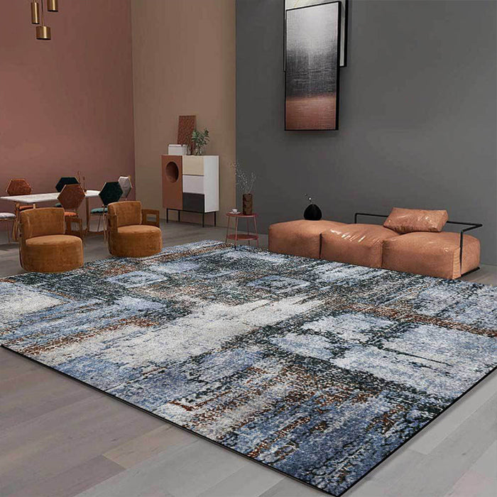 Whitewash Abstract Rug Grey Industrial Rug Polyester Washable Anti-Slip Backing Area Rug for Living Room