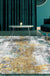 Unique Abstract Rug Golden and Green Industrial Rug Polyester Washable Anti-Slip Backing Area Rug for Living Room