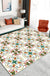 Ivory Bedroom Rug Moroccan Motif Pattern Area Rug Polyester Washable Stain-Resistant Carpet