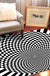 Black and White Bedroom Rug Novelty 3D Small Check Pattern Area Rug Polyester Non-Slip Pet Friendly Carpet