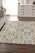 Ivory Bedroom Rug Moroccan Motif Pattern Area Rug Polyester Washable Stain-Resistant Carpet