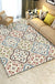 Ivory Bedroom Rug Moroccan Motif Pattern Area Rug Polyester Washable Stain-Resistant Carpet