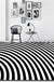 Black and White Bedroom Rug Novelty 3D Half Arc Pattern Area Rug Polyester Non-Slip Stain-Resistant Carpet