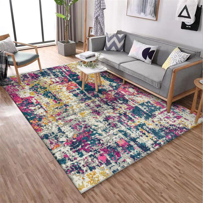 Stylish Abstract Rug Multicolor Industrial Rug Polyester Washable Anti-Slip Backing Area Rug for Living Room