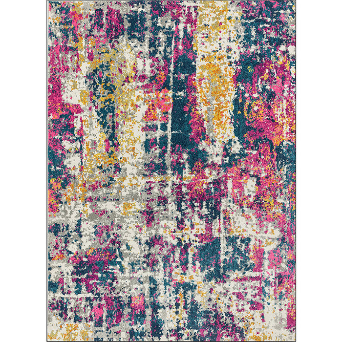 Stylish Abstract Rug Multicolor Industrial Rug Polyester Washable Anti-Slip Backing Area Rug for Living Room