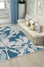 Simple Leaf Tree Print Rug Blue and Grey Polyester Rug Machine Washable Anti-Slip Area Rug for Bedroom