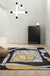 Novelty Living Room Rug in Grey Colorblock Lines Print Rug Polyester Machine Washable Area Rug