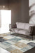 Grey Bedroom Rug Novelty Color Block Pattern Area Rug Polyester Non-Slip Pet Friendly Carpet