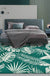 Stylish Leaf Pattern Rug Green Tropical Rug Polyester Washable Anti-Slip Backing Area Rug for Living Room