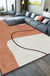 Orange Bedroom Rug Novelty Color Block Irregular Shape Line Pattern Area Rug Polyester Stain-Resistant Carpet