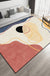 Ivory Bedroom Rug Novelty Color Block Lines Pattern Area Rug Polyester Anti-Slip Backing Washable Carpet