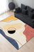 Ivory Bedroom Rug Novelty Color Block Lines Pattern Area Rug Polyester Anti-Slip Backing Washable Carpet