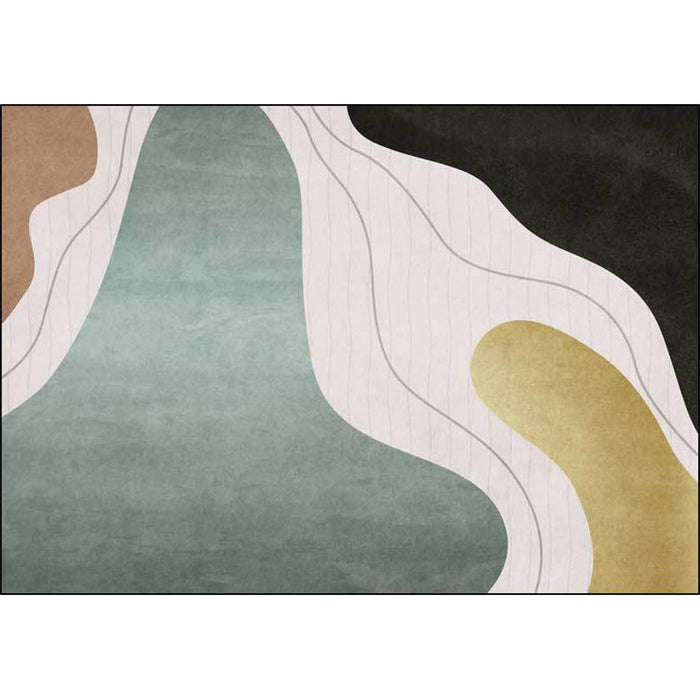 Colorful Bedroom Rug Novelty Color Block Line Pattern Area Rug Polyester Stain-Resistant Carpet