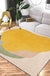 Novelty Living Room Rug Ivory and Yellow Color Block Stripes Print Rug Polyester Anti-Slip Area Rug