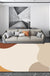 Ivory Bedroom Rug Novelty Color Block Irregular Shapes Pattern Area Rug Polyester Anti-Slip Backing Washable Carpet