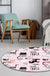 Pink Child's Room Rug Kids Animal Cat Pattern Area Rug Polyester Non-Slip Washable Carpet