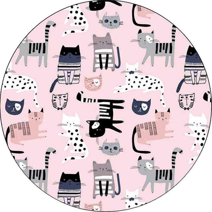 Pink Child's Room Rug Kids Animal Cat Pattern Area Rug Polyester Non-Slip Washable Carpet