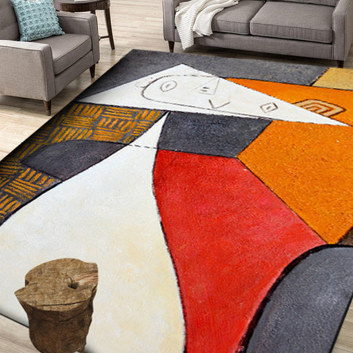 Colorful Bedroom Rug Novelty Color Block Geometry Pattern Area Rug Polyester Non-Slip Stain-Resistant Carpet