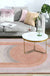 Pink Bedroom Rug Novelty Color Block Arc Circle Pattern Area Rug Polyester Non-Slip Backing Stain-Resistant Carpet