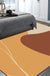 Brown Bedroom Rug Novelty Color Block Irregular Shape Line Pattern Area Rug Polyester Anti-Slip Backing Carpet