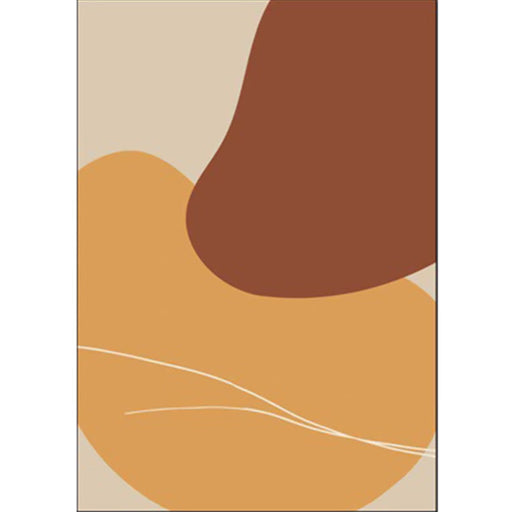 Brown Bedroom Rug Novelty Color Block Irregular Shape Line Pattern Area Rug Polyester Anti-Slip Backing Carpet