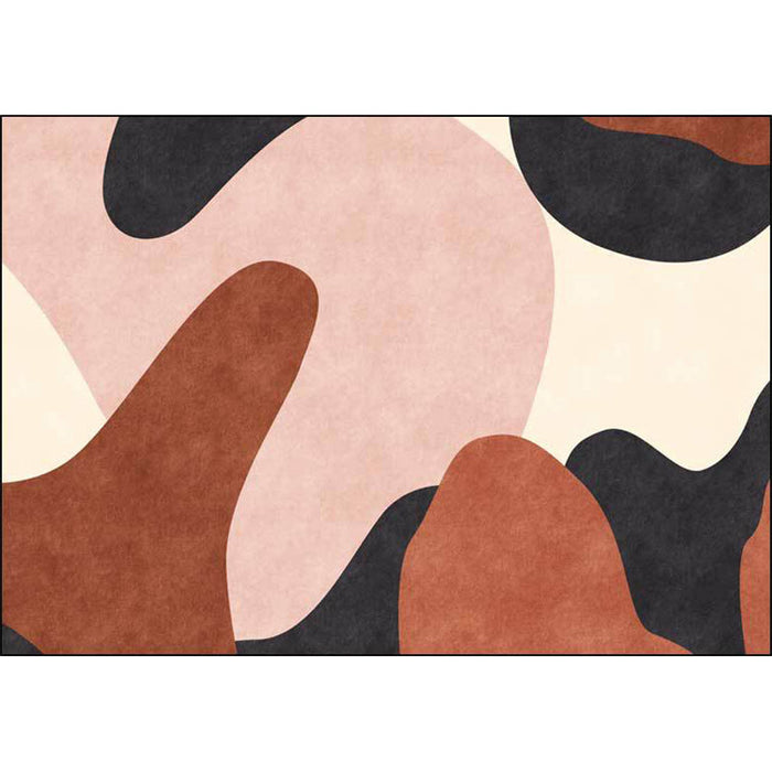 Novelty Living Room Rug in Pink and Brown Color Block Print Rug Polyester Pet Friendly Anti-Slip Area Rug