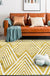 Gold Bedroom Rug Novelty Geometric Mountain Stripe Pattern Area Rug Polyester Pet Friendly Washable Carpet