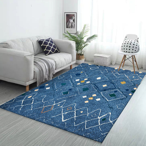 Novelty Living Room Rug in Blue Geometric Diamond Print Rug Polyester Washable Stain-Resistant
Washable Area Rug