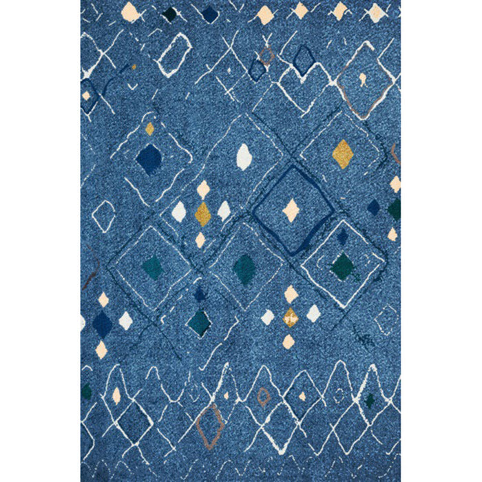 Novelty Living Room Rug in Blue Geometric Diamond Print Rug Polyester Washable Stain-Resistant
Washable Area Rug