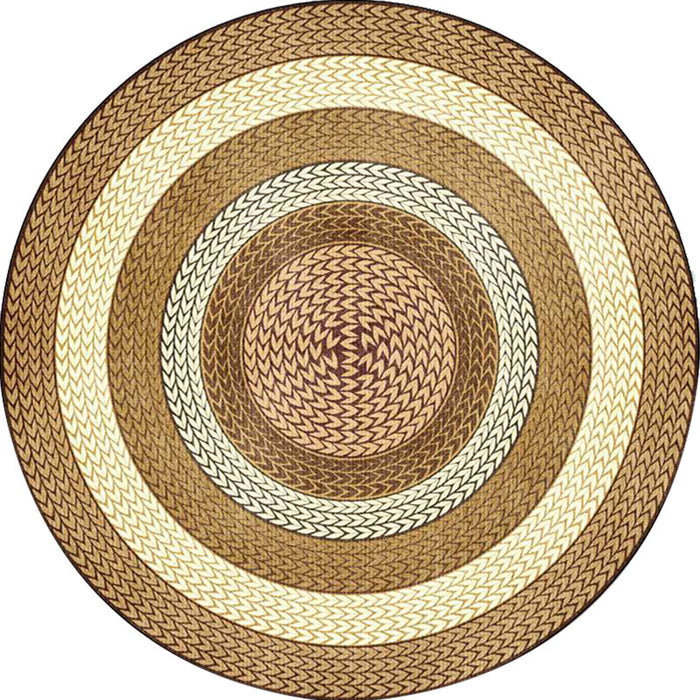 Rustic Concentric Circles Pattern Rug Yellow and Green Polyester Rug Machine Washable Non-Slip Area Rug for Living Room