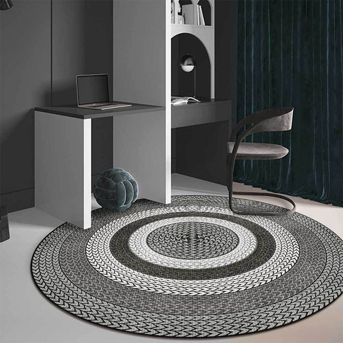 Rustic Concentric Circles Pattern Rug Yellow and Green Polyester Rug Machine Washable Non-Slip Area Rug for Living Room