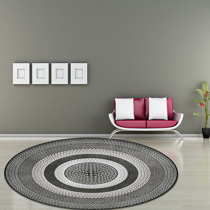 Rustic Concentric Circles Pattern Rug Yellow and Green Polyester Rug Machine Washable Non-Slip Area Rug for Living Room