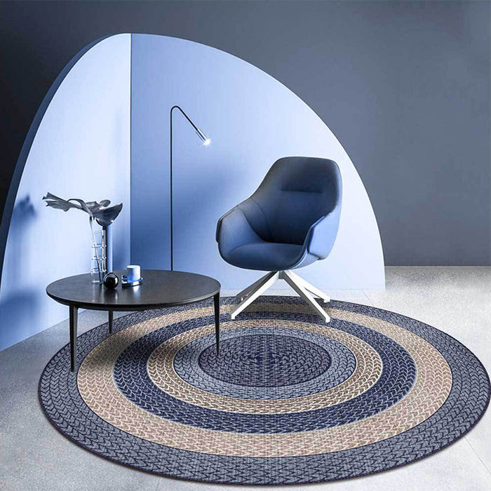 Rustic Concentric Circles Pattern Rug Yellow and Green Polyester Rug Machine Washable Non-Slip Area Rug for Living Room