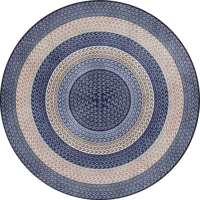 Rustic Concentric Circles Pattern Rug Yellow and Green Polyester Rug Machine Washable Non-Slip Area Rug for Living Room