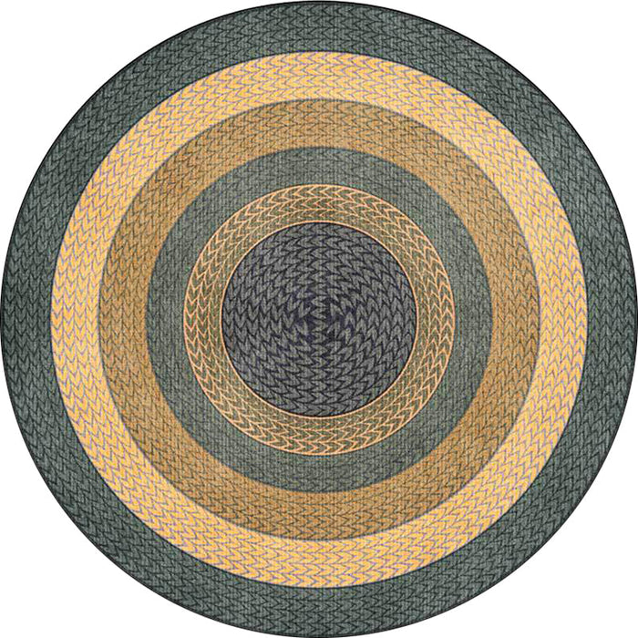 Rustic Concentric Circles Pattern Rug Yellow and Green Polyester Rug Machine Washable Non-Slip Area Rug for Living Room