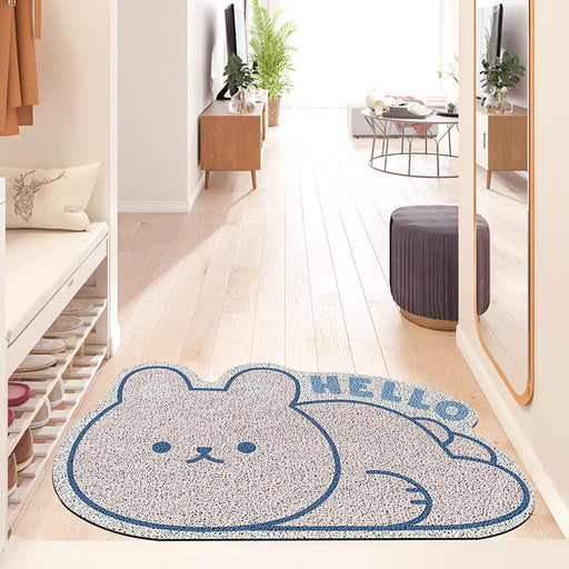 Feblilac Cute Round Rabbit PVC Coil Door Mat