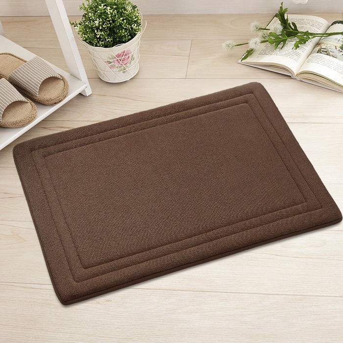 Feblilac Rectangular Solid Line Pattern Memory Foam Tufted Bath Mat