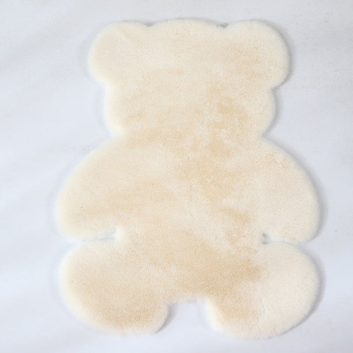 Feblilac Multiple Color Solid Bear Faux Rabbit Fur  Rug Mat