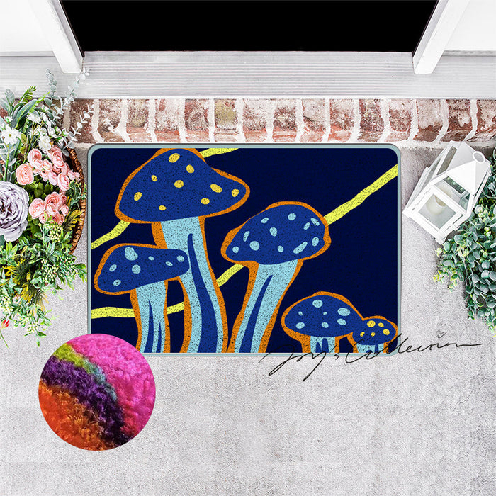 Feblilac Dark Blue Mushroom Nylon Door Mat