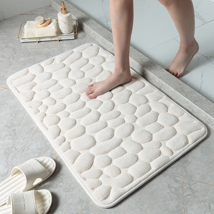 Feblilac Solid Cobblestone Coral Fleece Bathmat